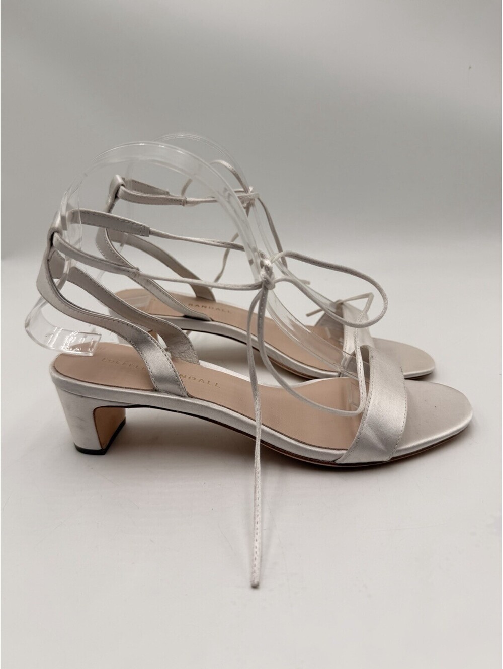 Women’s Loeffler Randall cream satin ankle-tie sandals Size 7.5M